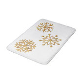 Goud Metallic Sneeuwvlokken op Wit Badmat (Gekanteld)