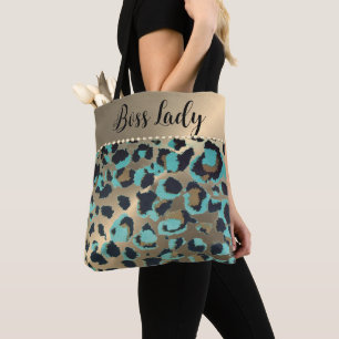Goud Metallic Turquoise Leopard Boss Lady Draagtas