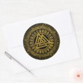 Goud Metallic Valknut symbool Ronde Sticker (Envelop)