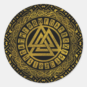 Goud Metallic Valknut symbool Ronde Sticker