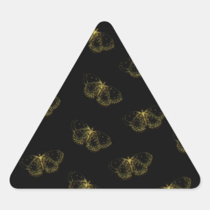 Goud Metallic Vlinders Patroon op Zwart Driehoek Sticker