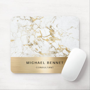 Goud Metallic Witte Marmeren Zakelijke Consultant Muismat