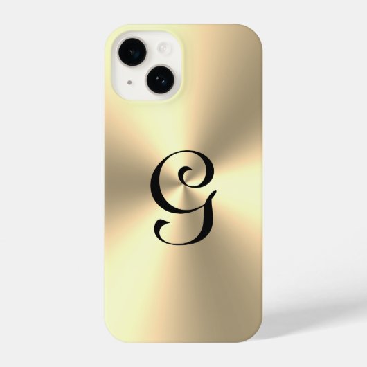Goud metallisch aangepast monogram iPhone 14 Hoesj Hoesje (Achterkant)