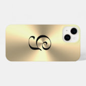 Goud metallisch aangepast monogram iPhone 14 Hoesj iPhone Hoesje (Achterkant horizontaal)