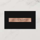 Goud metallisch roos met modern zwart Luxe Visitekaartje (Voorkant)