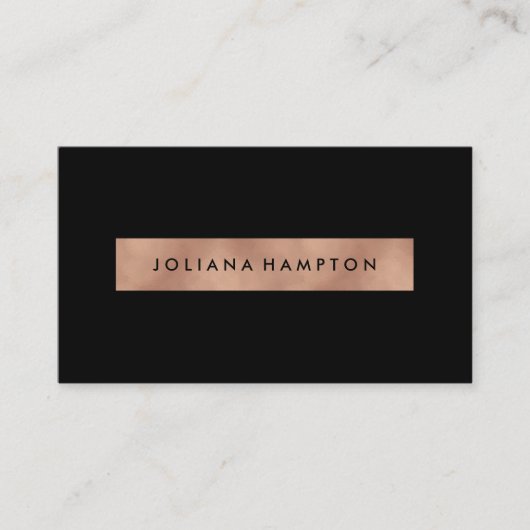 Goud metallisch roos met modern zwart Luxe Visitekaartje (Voorkant)