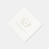 Goud Minimal Cherry Blossom Monogram Kreeft Huweli Servet (Hoek)