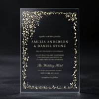 Goud Minimal Leaf Greenery Elegant Huwelijk