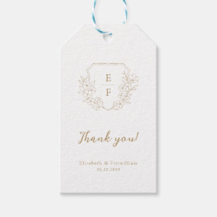 Goud Minimale Elegante Kersenbloesem Monogram Cres Cadeaulabel