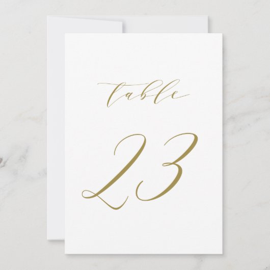 Goud minimalistisch script bruiloft tabel nummer 2 kaart (Voorkant)