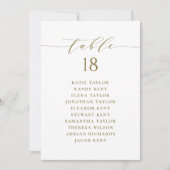 Goud minimalistisch script zitschema tafelnummer (Voorkant)