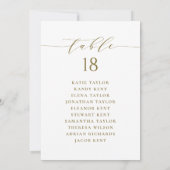 Goud minimalistisch script zitschema tafelnummer (Achterkant)