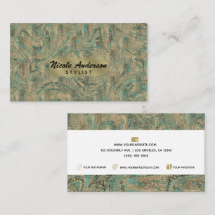 Goud & Mint Turquoise Glitter Draai Luxe Stijl Visitekaartje