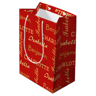 Goud Modern eenvoudig uniek Calligrafie Familienaa Medium Cadeauzakje