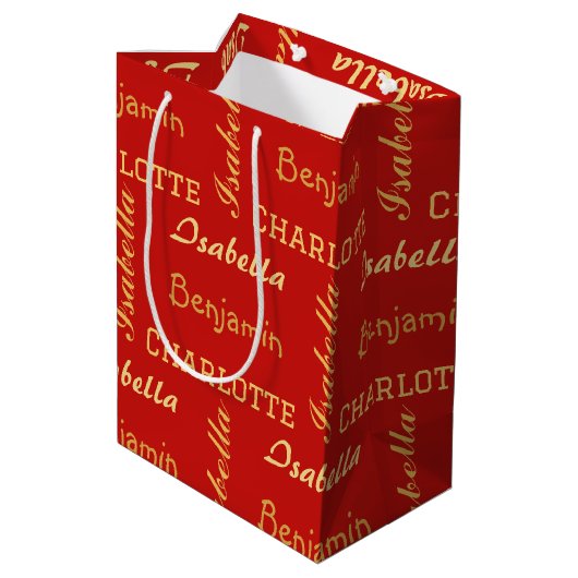 Goud Modern eenvoudig uniek Calligrafie Familienaa Medium Cadeauzakje (Achterkant Gekanteld)