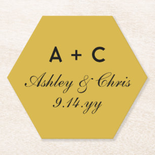 Goud Modern Gepersonaliseerd Bruiloft Receptie Fav Kartonnen Onderzetters