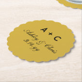 Goud Modern Gepersonaliseerd Bruiloft Receptie Fav Kartonnen Onderzetters (Gekanteld)