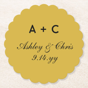 Goud Modern Gepersonaliseerd Bruiloft Receptie Fav Kartonnen Onderzetters