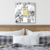 Goud Modern Grid Monogram Bruiloft 4 Fotocollage Canvas Afdruk (Insitu (Slaapkamer))