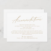 Goud modern script, minimale accommodatie informatiekaartje (Voorkant / Achterkant)