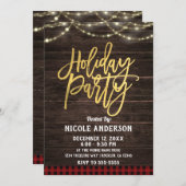 Goud Modern Script Vakantie Party Rustiek Hout Pla Kaart (Voorkant / Achterkant)