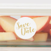 Goud Modern Script Wedding Sla de datumlabels op Labels (Aangebracht)