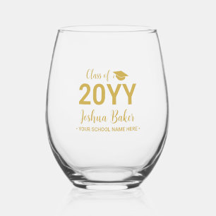 Goud   Moderne afstudeercadeau met eigen naam Wijnglas Zonder Voet