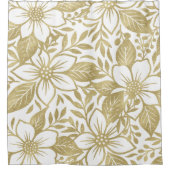 Goud Moderne Bloemenbloei Douchegordijn (Voorkant)