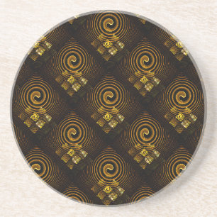 Goud Moderne Boho Elegante Abstracte Kunst Patroon Zandsteen Onderzetter