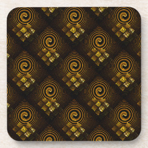 Goud Moderne Boho Elegante Abstracte Kunstpatroon Bier Onderzetter