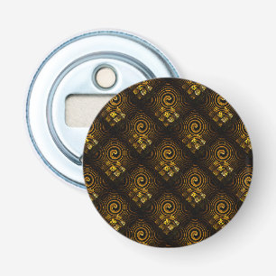 Goud Moderne Boho Elegante Abstracte Kunstpatroon Button Flesopener