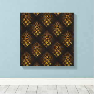 Goud Moderne Boho Elegante Abstracte Kunstpatroon Canvas Afdruk