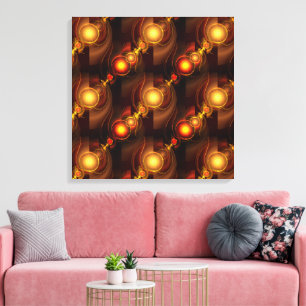 Goud Moderne Boho Elegante Abstracte Kunstpatroon Canvas Afdruk