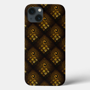 Goud Moderne Boho Elegante Abstracte Kunstpatroon iPhone 13 Hoesje