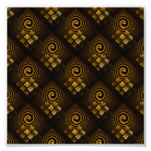 Goud Moderne Boho Elegante Abstracte Kunstpatroon Foto Afdruk