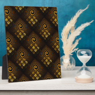 Goud Moderne Boho Elegante Abstracte Kunstpatroon Fotoplaat
