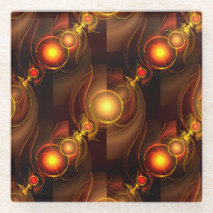 Goud Moderne Boho Elegante Abstracte Kunstpatroon Glazen Onderzetter