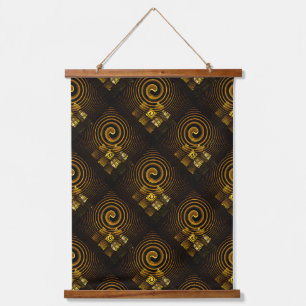 Goud Moderne Boho Elegante Abstracte Kunstpatroon Hangend Wandkleed