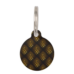 Goud Moderne Boho Elegante Abstracte Kunstpatroon Huisdierpenning