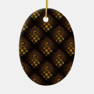 Goud Moderne Boho Elegante Abstracte Kunstpatroon Keramisch Ornament