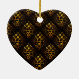 Goud Moderne Boho Elegante Abstracte Kunstpatroon Keramisch Ornament