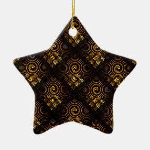 Goud Moderne Boho Elegante Abstracte Kunstpatroon Keramisch Ornament