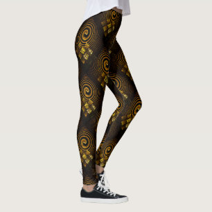 Goud Moderne Boho Elegante Abstracte Kunstpatroon Leggings