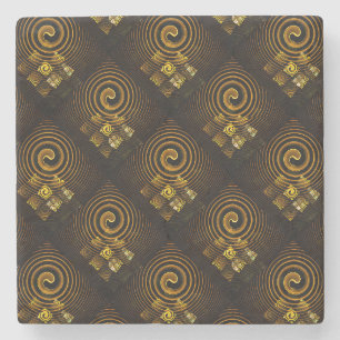 Goud Moderne Boho Elegante Abstracte Kunstpatroon Stenen Onderzetter