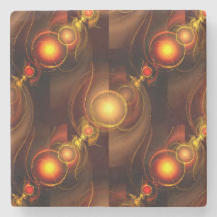 Goud Moderne Boho Elegante Abstracte Kunstpatroon Stenen Onderzetter
