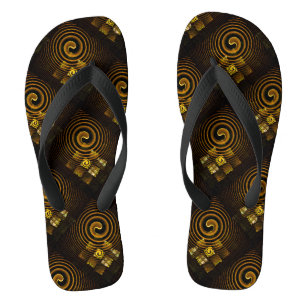 Goud Moderne Boho Elegante Abstracte Kunstpatroon Teenslippers
