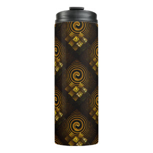 Goud Moderne Boho Elegante Abstracte Kunstpatroon Thermosbeker