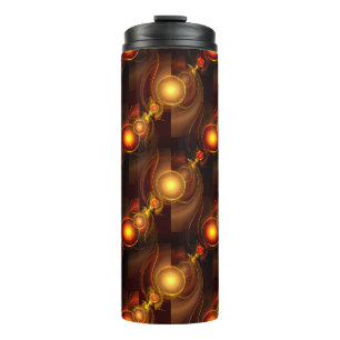 Goud Moderne Boho Elegante Abstracte Kunstpatroon Thermosbeker