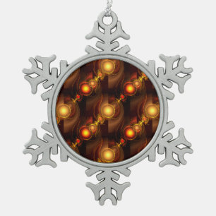 Goud Moderne Boho Elegante Abstracte Kunstpatroon Tin Sneeuwvlok Ornament