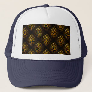 Goud Moderne Boho Elegante Abstracte Kunstpatroon  Trucker Pet